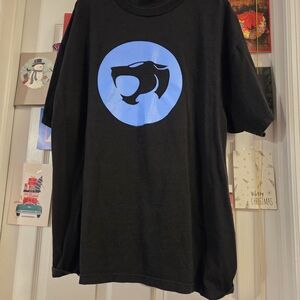 Black T-Shirt with Blue Logo Mens Vintage 1999 Thunder cats XL
